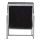 Black Velvet Button Tufted Chair with Silver Finish Frame