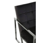 Black Velvet Button Tufted Chair with Silver Finish Frame