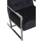Black Velvet Button Tufted Chair with Silver Finish Frame