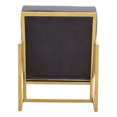 Grey Velvet Chair with Gold Stainless Steel Frame
