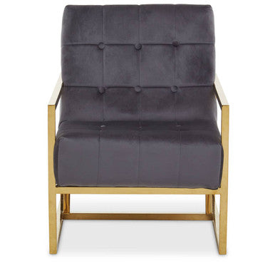Grey Velvet Chair with Gold Stainless Steel Frame