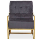 Grey Velvet Chair with Gold Stainless Steel Frame