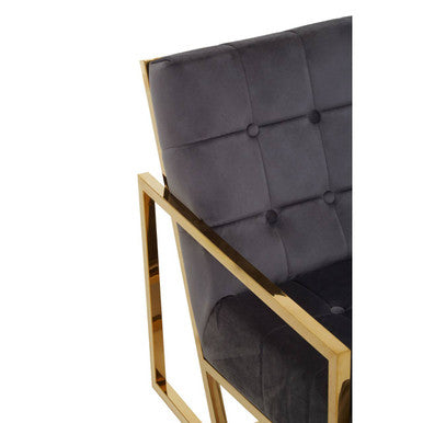 Grey Velvet Chair with Gold Stainless Steel Frame