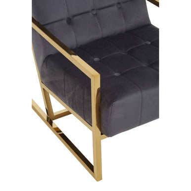Grey Velvet Chair with Gold Stainless Steel Frame