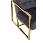 Grey Velvet Chair with Gold Stainless Steel Frame