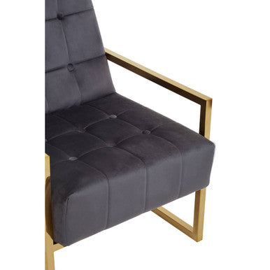 Grey Velvet Chair with Gold Stainless Steel Frame