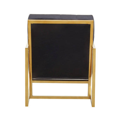 Black Velvet Button Tufted Chair with Gold Finish Frame