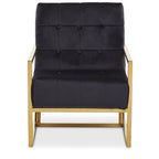 Black Velvet Button Tufted Chair with Gold Finish Frame