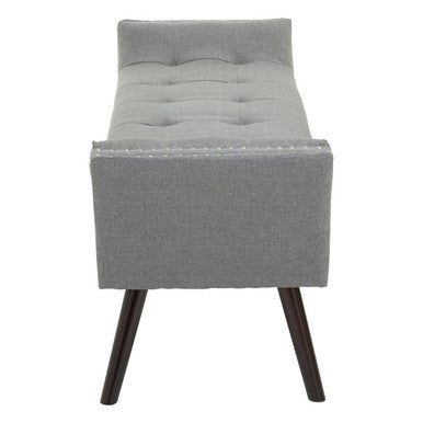 Grey Fabric Button Tufted Bench