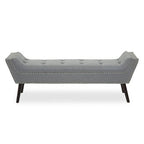 Grey Fabric Button Tufted Bench