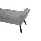 Grey Fabric Button Tufted Bench