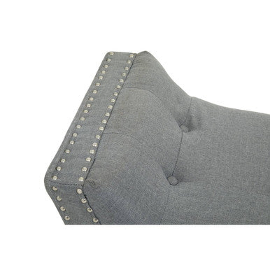 Grey Fabric Button Tufted Bench