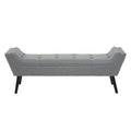 Grey Fabric Button Tufted Bench