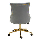 Grey Velvet Office Chair with Gold Swivel Base