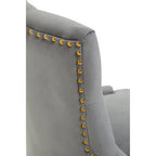Grey Velvet Office Chair with Gold Swivel Base
