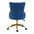 Blue Velvet Office Chair with Gold Swivel Base