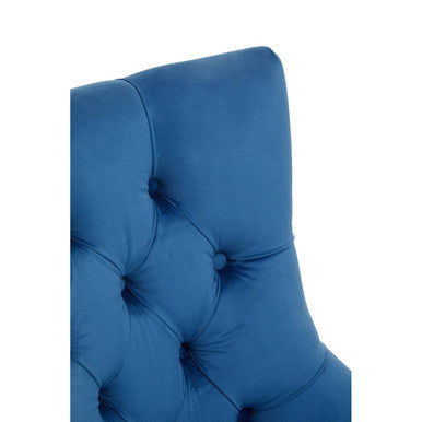 Blue Velvet Office Chair with Gold Swivel Base