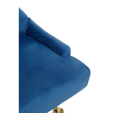 Blue Velvet Office Chair with Gold Swivel Base
