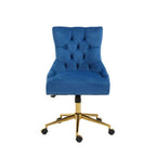 Blue Velvet Office Chair with Gold Swivel Base