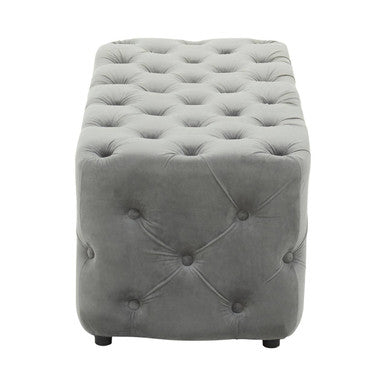 Grey Velvet Button Tufted Bench