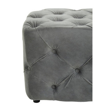 Grey Velvet Button Tufted Bench