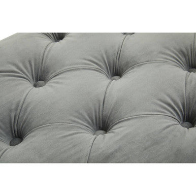 Grey Velvet Button Tufted Bench