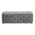 Grey Velvet Button Tufted Bench
