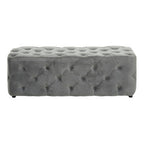 Grey Velvet Button Tufted Bench