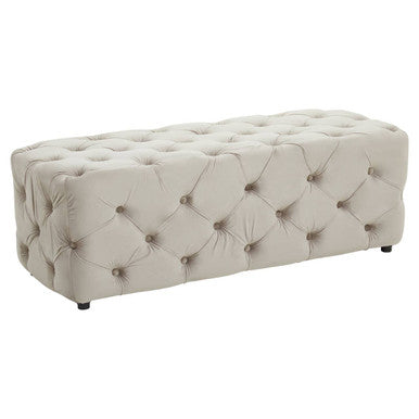 Mink Velvet Button Tufted Bench