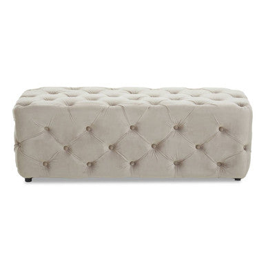 Mink Velvet Button Tufted Bench