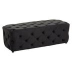Black Velvet Button Tufted Bench