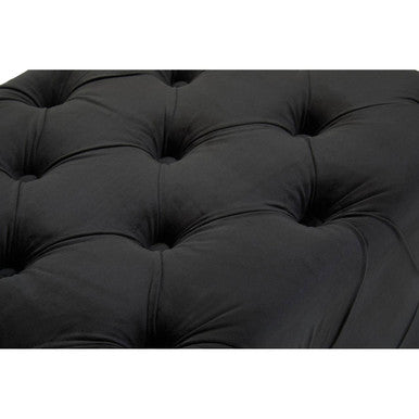 Black Velvet Button Tufted Bench