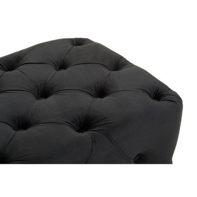 Black Velvet Button Tufted Bench