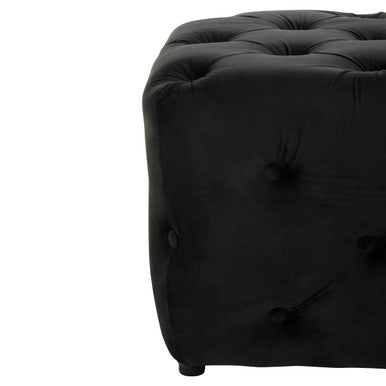 Black Velvet Button Tufted Bench