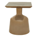 Antique Gold Finish Metal Side Table with Round Glass Top and Round Base
