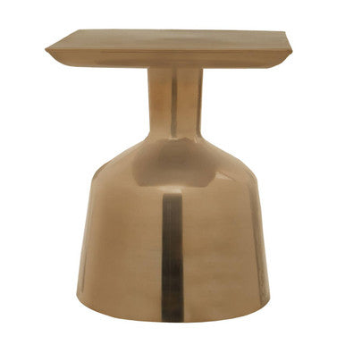 Antique Gold Finish Metal Side Table with Round Glass Top and Round Base