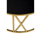 Black Glass Round Coffee Table with Brushed Gold Finish Frame