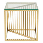 Gold Stainless Steel Side Table with Clear Tempered Glass Top