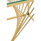 Gold Stainless Steel Side Table with Clear Tempered Glass Top