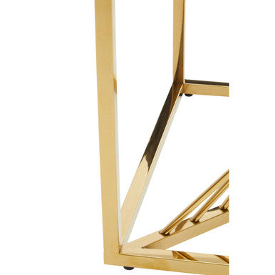 Gold Stainless Steel Side Table with Clear Tempered Glass Top