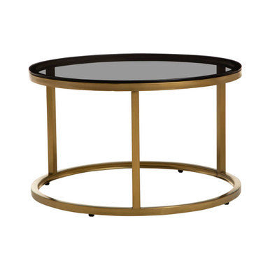 Black Glass and Brushed Gold Set of 2 Nesting Coffee Tables