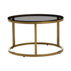 Black Glass and Brushed Gold Set of 2 Nesting Coffee Tables