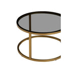 Black Glass and Brushed Gold Set of 2 Nesting Coffee Tables