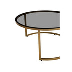 Black Glass and Brushed Gold Set of 2 Nesting Coffee Tables
