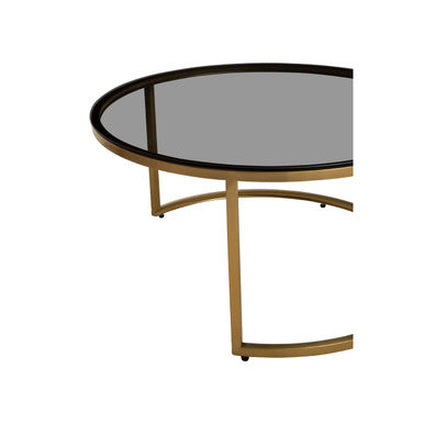 Black Glass and Brushed Gold Set of 2 Nesting Coffee Tables
