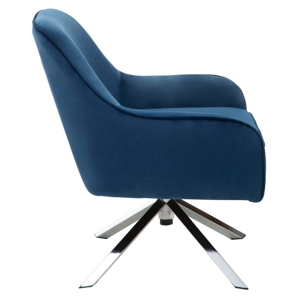 Midnight Blue Velvet Swivel Chair with Curved Back