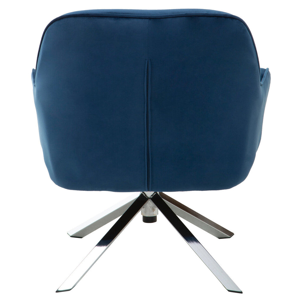 Midnight Blue Velvet Swivel Chair with Curved Back