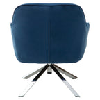 Midnight Blue Velvet Swivel Chair with Curved Back