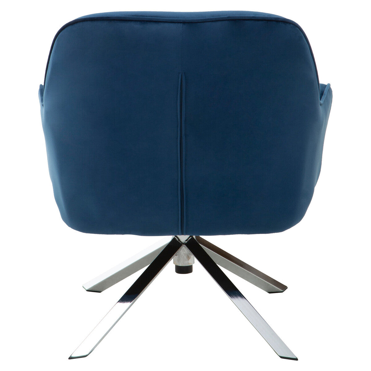 Midnight Blue Velvet Swivel Chair with Curved Back