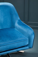 Midnight Blue Velvet Swivel Chair with Curved Back